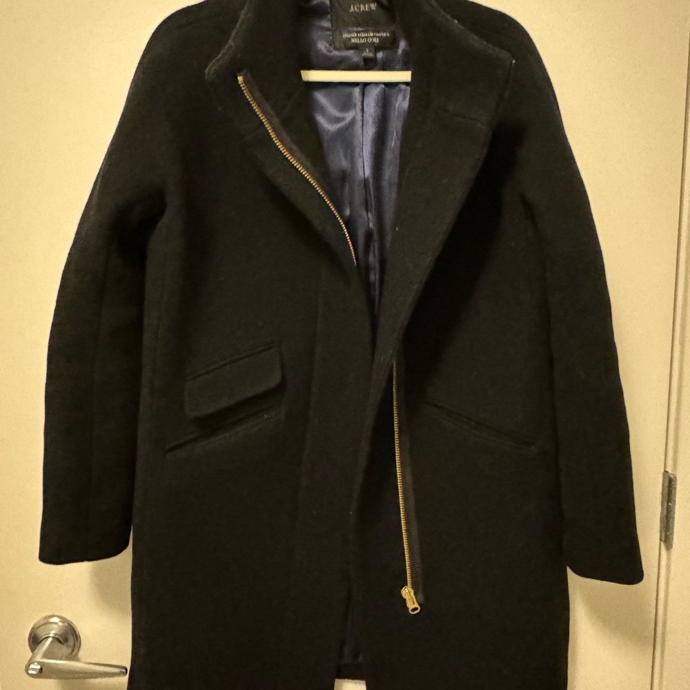 Jcrew cocoon coat - black- size 4